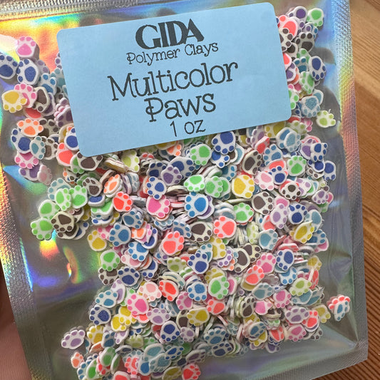 Multicolors Paws Polymer clay 1 oz