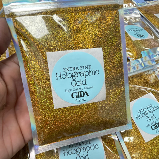 Holographic Gold Glitter EXTRA FINE- 2.2 oz - GIDA DESIGN 