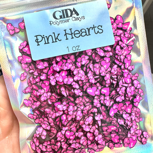 Pink Hearts Polymer clay 1 oz