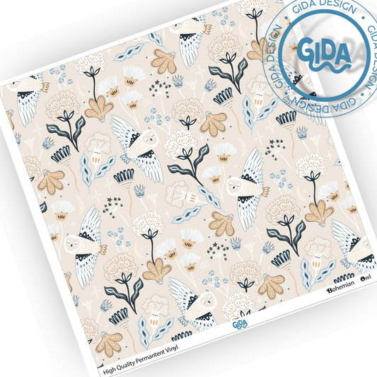 Bohemian Owl Patterned Vinyl