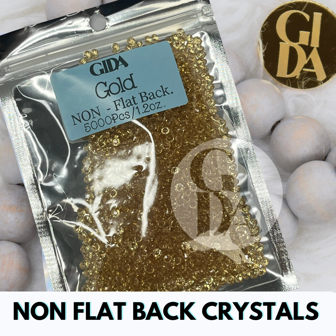 Gold NON FLAT BACK Rhinestones - Bag 1.2 oz / 5.000 pcs - 3mm - GIDA DESIGN 