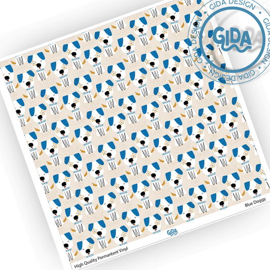 Blue Doggy Patterned Vinyl