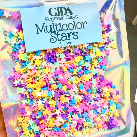 Multicolor Stars Polymer clay 1 oz