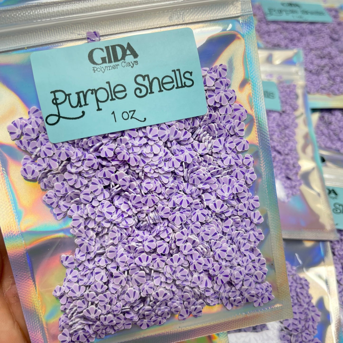 Purple Shells - Polymer clay 1 oz - GIDA DESIGN 