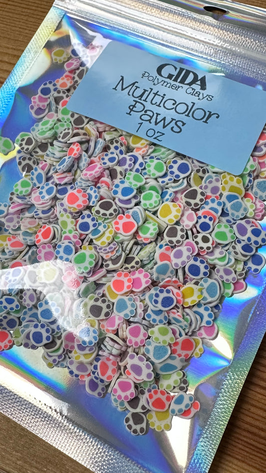 Multicolors Paws Polymer clay 1 oz