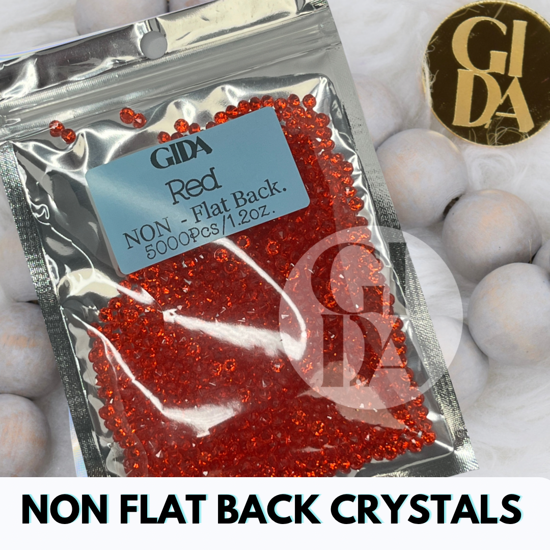 Red NON FLAT BACK Rhinestones - Bag 1.2 oz / 5.000 pcs - 3mm - GIDA DESIGN 