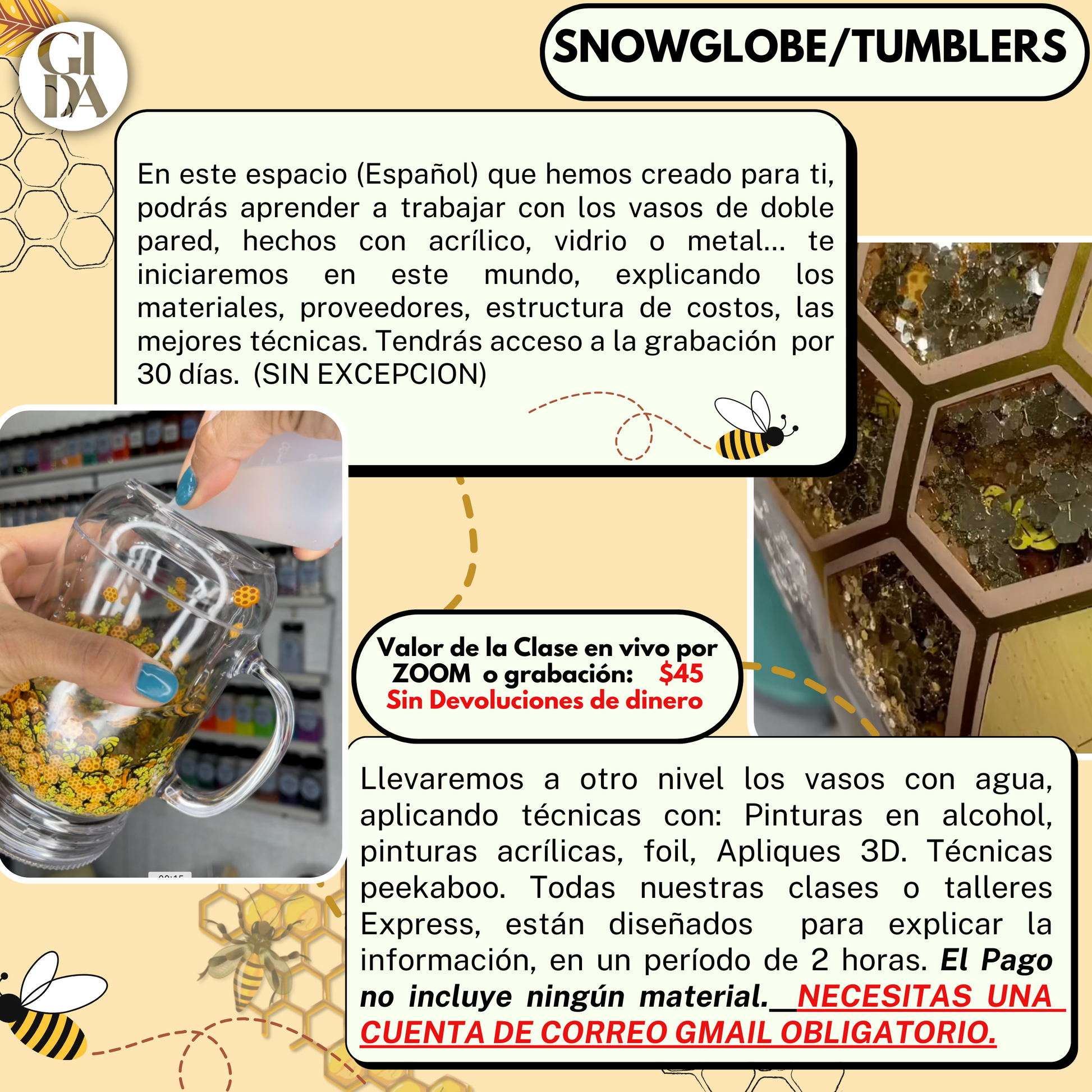 CURSO SNOWGLOBES TUMBLERS - CLASE GRABADA - GIDA DESIGN 