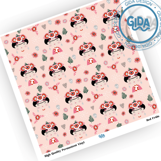 Red Frida Patterned Vinyl